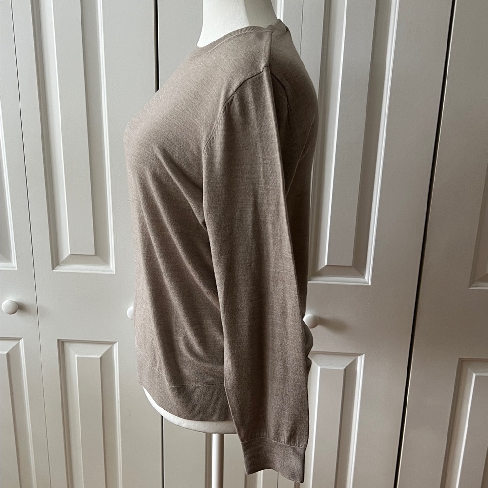 Katherine Barclay Lightweight Crewneck Sweater in Taupe Brown - Picture 4 of 4